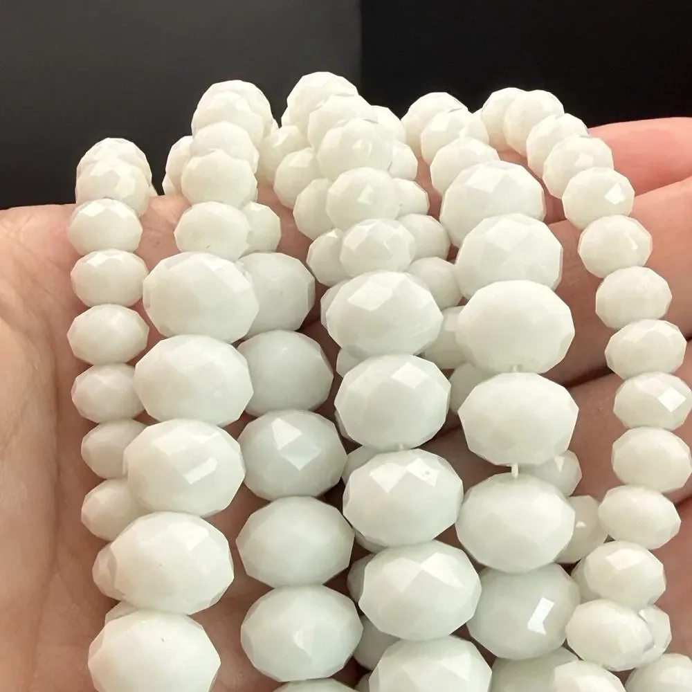 Talbots 4 Strand White Glass Statement Necklace Chunky Faceted Layered Bib 20 25